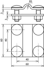Stainless Steel Cross Unit For Rd 8-10mm Fl 30mm Without Intermedia - 318239