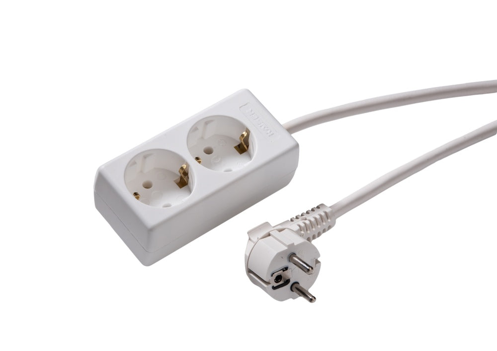 Martin Kaiser 2-Way Socket With Earthing Contact Cable 5M Arctic White - 1020ZL5-15W/KWS [10 Pieces]