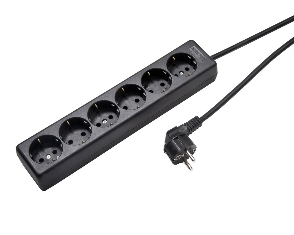 Martin Kaiser 6-Way Socket 90-Degree Earthing Contact with 3M Cable Black - 1060ZL3-15W/sw [8 Pieces]