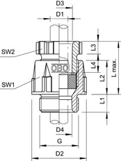 M63 Polystyrene Cable Gland IP54/65 RAL 7035 - 2035383 [2 Pieces]