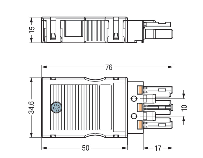 Wago 770-103 3-Pole Female Connector With Strain Relief - 770-103 [2 Pieces]