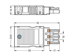 Wago 770-103 3-Pole Female Connector With Strain Relief - 770-103 [2 Pieces]