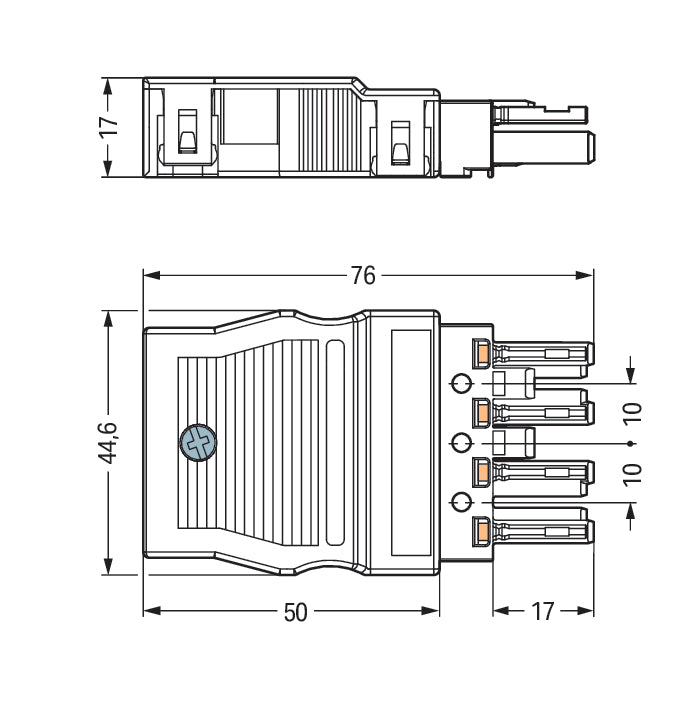 Wago Winsta Midi 4-Pole Female Connector With Strain Relief - 770-104