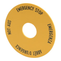 Emergency Stop Label 60mm Four Language Yellow - 216483