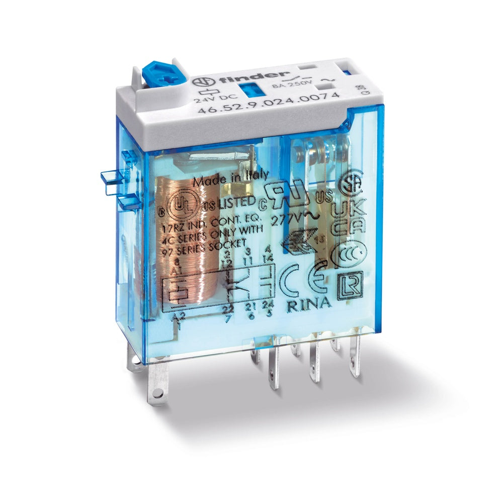 Finder 46 Series Industrial Mini Relay 12VDC 8A DPDT - 46.52.9.012.0074