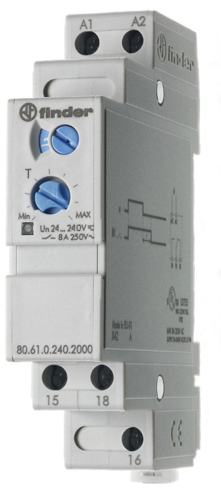 Finder 80 Series Power Off Delay Timer Relay 8A 24-240V - 80.61.0.240.0000