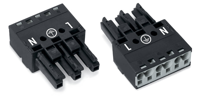 WAGO 770-203 WINSTA MIDI 3-Pole Female Connector Black - 770-203 [2 Pieces]