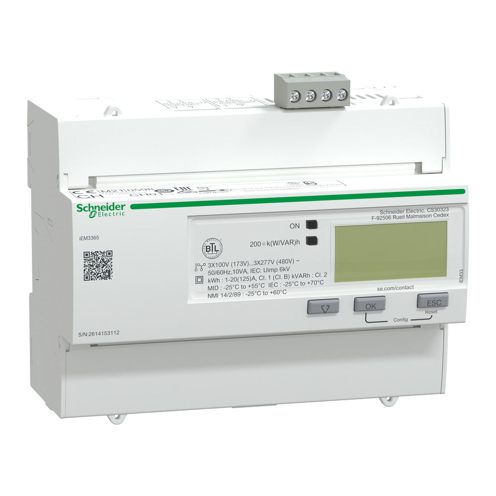 Schneider Electric iEM3365 125A BACnet Energy Meter - A9MEM3365