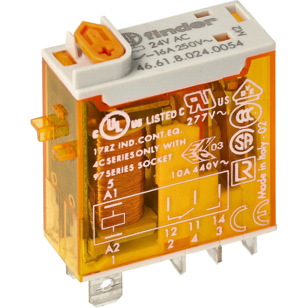 Finder Industrial Relay 16A 24VAC With LED And Test Button - 46.61.8.024.0054