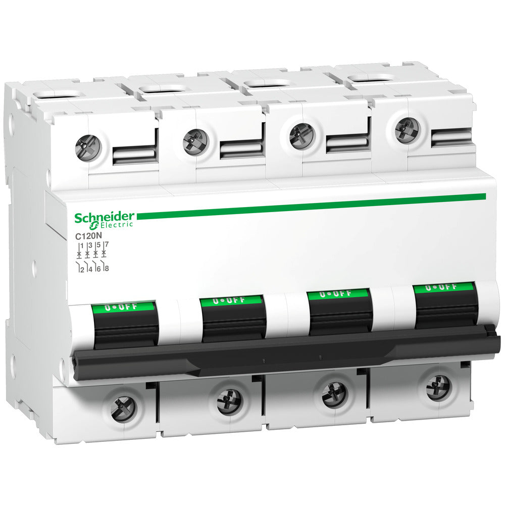 Schneider C120N 4P 100A Circuit Breaker B-Characteristic - A9N18354