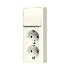 Jung AP600 Dual Socket Switch Combination White - 626A
