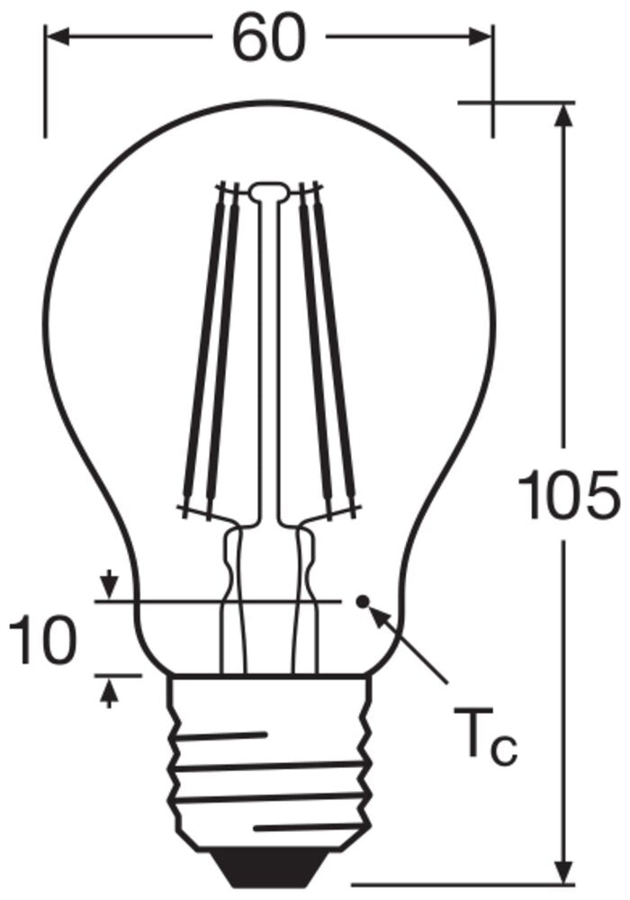 LED Classic A19 7.5W E27 827 Clear Filament Bulb - 4099854062186