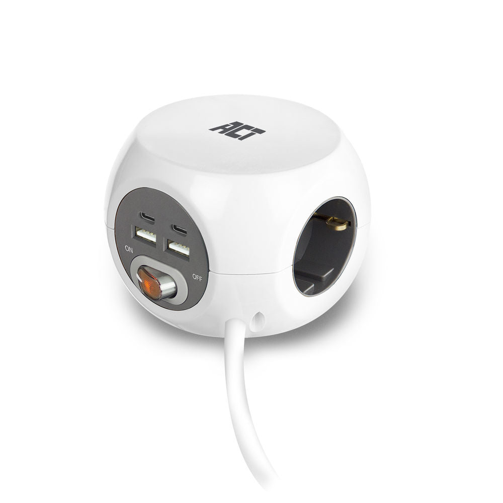 Cubic Power Strip With 3 Outlets And 4 USB Ports - AC2415