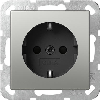 Gira System 55 Stainless Steel SCHUKO Socket Outlet - 4188600