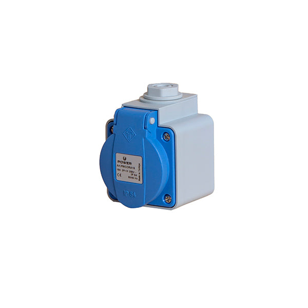 16A Surface Mount Power Socket IP54 Gray Blue - PWCORA16 [2 Pieces]