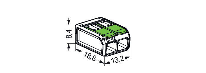 WAGO 221-422 Dual Lever Connector 4mm² Green Range - 221-422 [100 Pieces]