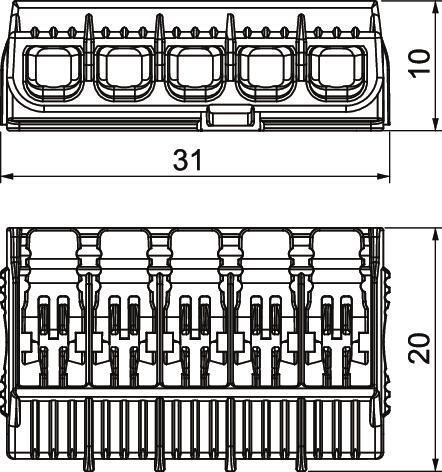 Universal 5-Wire Lever Terminal Block 450V 32A - 2054425 [45 Pieces]