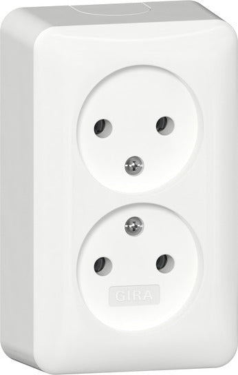 Double Socket Outlet 16A 250V Surface Mount Pure White - 479114
