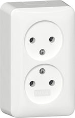 Double Socket Outlet 16A 250V Surface Mount Pure White - 479114