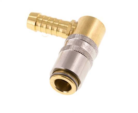 Brass DN 6 Mold Coupling Socket 9 mm Hose Pillar 90-deg