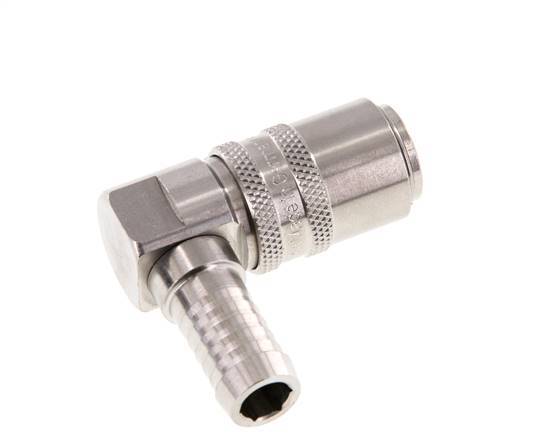 Stainless Steel DN 9 Mold Coupling Socket 13 mm Hose Pillar 90-deg