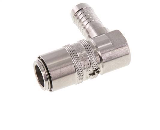 Stainless Steel DN 9 Mold Coupling Socket 13 mm Hose Pillar 90-deg