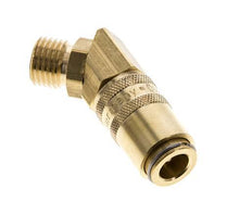 Brass DN 6 Mold Coupling Socket M14x1.5 Male Threads Double Shut-Off 45-deg