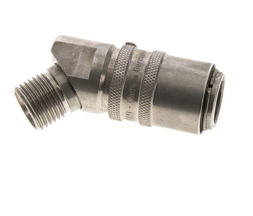 Stainless Steel DN 9 Mold Coupling Socket M16x1.5 Male Threads 45-deg