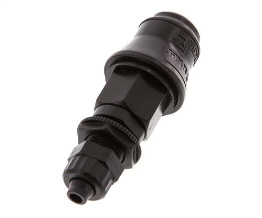 POM DN 5 Coupling Socket 6x8 mm Union Nut Bulkhead