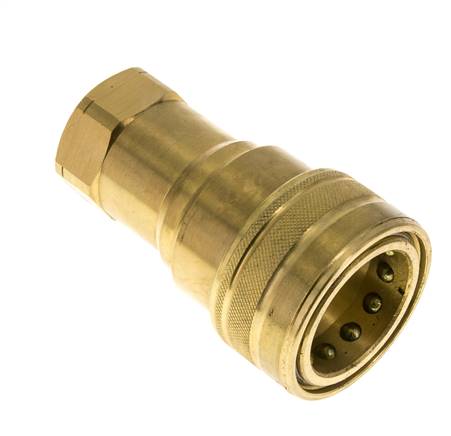 Brass DN 25 Hydraulic Coupling Socket 1 inch Female NPT Threads ISO 7241-1 B D 37.8mm