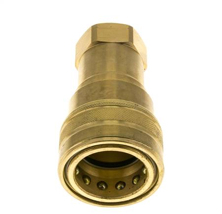 Brass DN 40 Hydraulic Coupling Socket 1 1/4 inch Female NPT Threads ISO 7241-1 B D 44.5mm