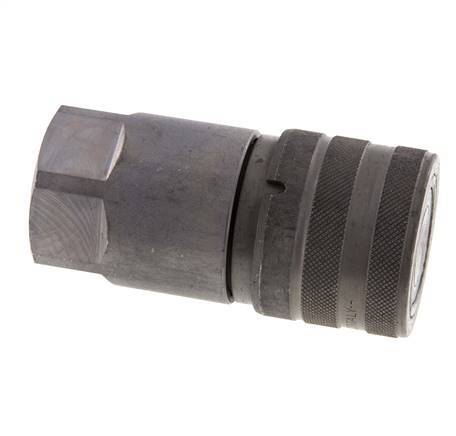 Steel DN 19 Flat Face Hydraulic Socket G 1 inch Female Threads ISO 16028 D 30mm