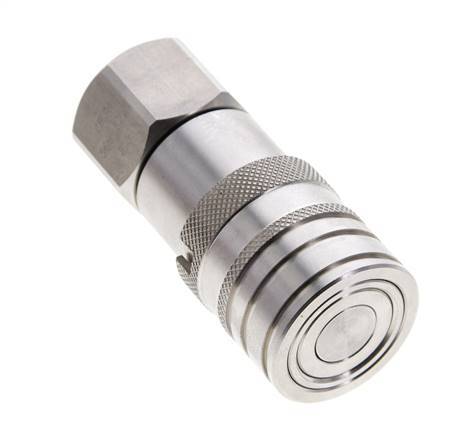 Stainless Steel DN 10 Flat Face Hydraulic Socket G 1/2 inch Female Threads ISO 16028 CEJN D 19.7mm