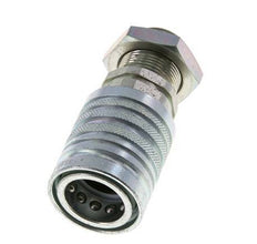 Steel DN 12.5 Hydraulic Coupling Socket 18 mm L Compression Ring Bulkhead ISO 7241-1 A/8434-1 D 20.5mm