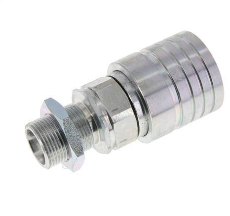 Steel DN 25 Hydraulic Coupling Socket 20 mm S Compression Ring Bulkhead ISO 7241-1 A/8434-1 D 34.3mm