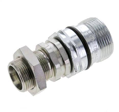 Steel DN 12.5 Hydraulic Coupling Socket 18 mm L Compression Ring Bulkhead ISO 14541/8434-1 D M36 x 2
