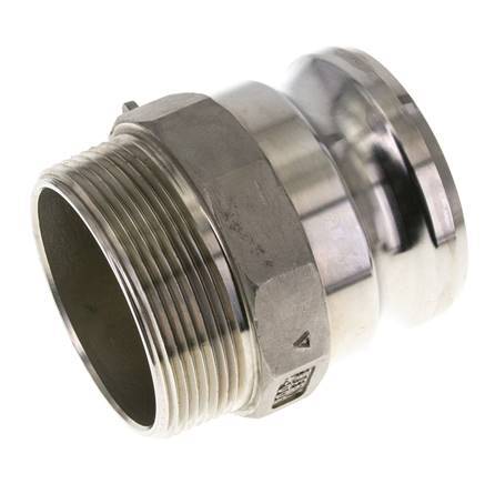 Camlock DN 75 (3'') Stainless Steel Coupling 3'' Male NPT Thread Type F MIL-C-27487