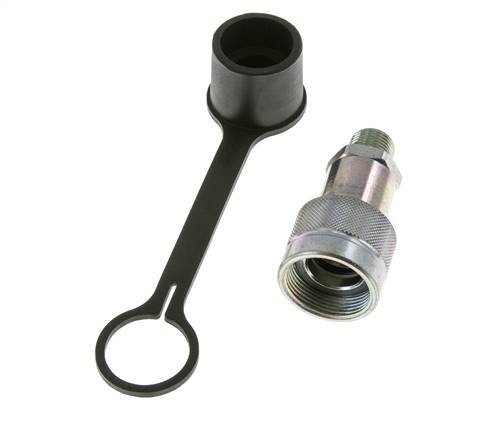 Steel Hydraulic Coupling Socket 3/8 inch Male NPT Threads Dust Cap