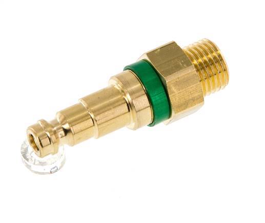 Brass DN 5 Green Air Coupling Plug G 1/4 inch Male Double Shut-Off