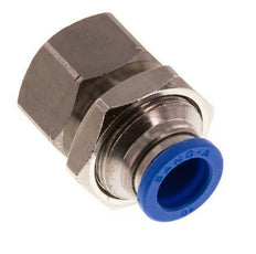 10mm x G1/4'' Push-in Fitting with Female Threads Brass/PA 66 NBR Bulkhead