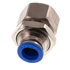 10mm x G1/4'' Push-in Fitting with Female Threads Brass/PA 66 NBR Bulkhead