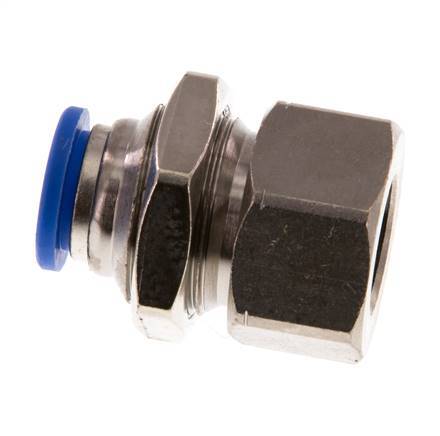 10mm x G1/4'' Push-in Fitting with Female Threads Brass/PA 66 NBR Bulkhead
