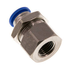 10mm x G1/4'' Push-in Fitting with Female Threads Brass/PA 66 NBR Bulkhead
