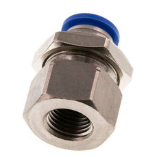 10mm x G1/4'' Push-in Fitting with Female Threads Brass/PA 66 NBR Bulkhead