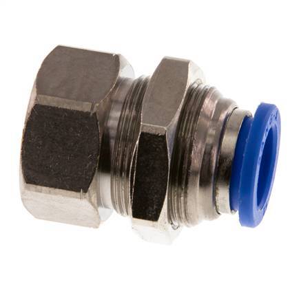 12mm x G1/4'' Push-in Fitting with Female Threads Brass/PA 66 NBR Bulkhead