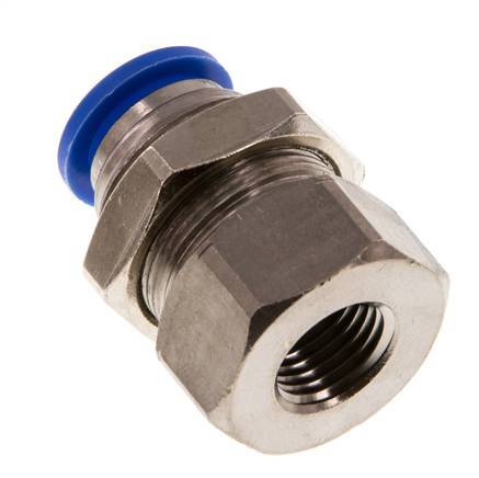 12mm x G1/4'' Push-in Fitting with Female Threads Brass/PA 66 NBR Bulkhead