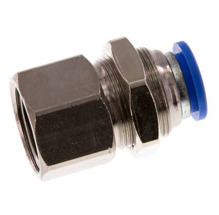 12mm x G1/2'' Push-in Fitting with Female Threads Brass/PA 66 NBR Bulkhead