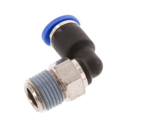 4mm x R1/8'' 90deg Elbow Push-in Fitting with Male Threads Brass/PA 66 NBR Short Sleeve Rotatable [5 Pieces]