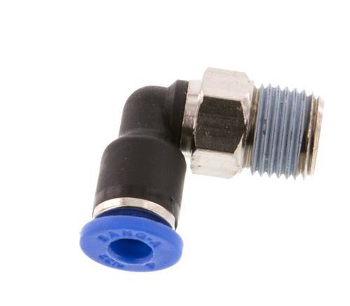 4mm x R1/8'' 90deg Elbow Push-in Fitting with Male Threads Brass/PA 66 NBR Short Sleeve Rotatable [5 Pieces]