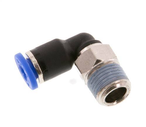 4mm x R1/8'' 90deg Elbow Push-in Fitting with Male Threads Brass/PA 66 NBR Short Sleeve Rotatable [5 Pieces]